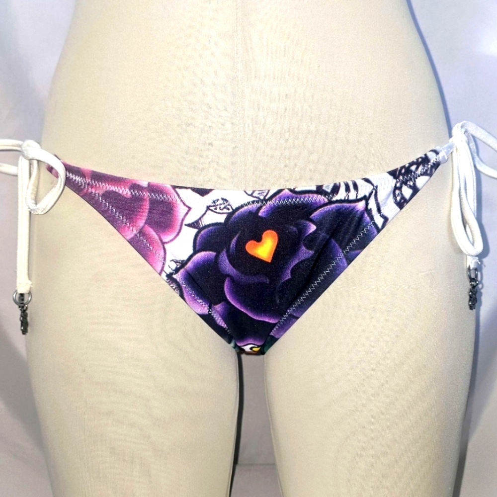 Ed Hardy Purple and Orange Heart Bikini Bottom